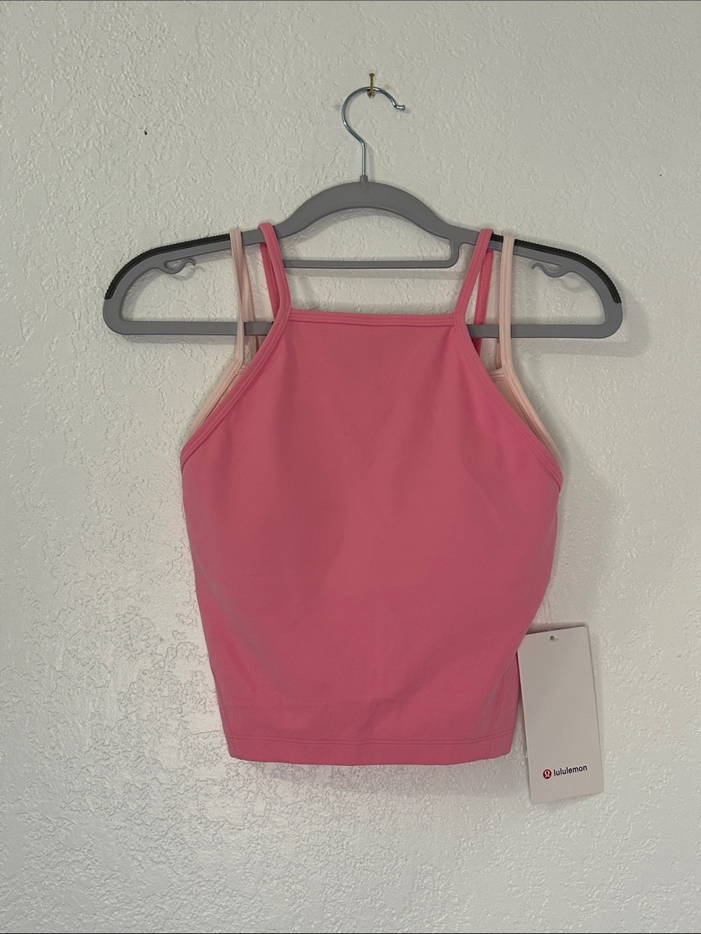 lululemon Align Layered High-Neck Pink Double-Strap Cropped Tank - Candy Cloud